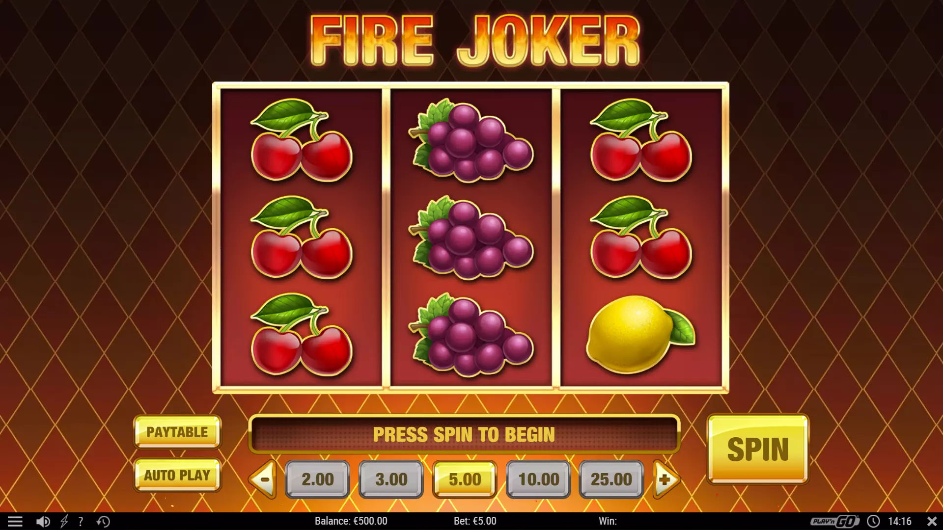 Fire Joker classic fruit slot reels with flaming Joker symbol